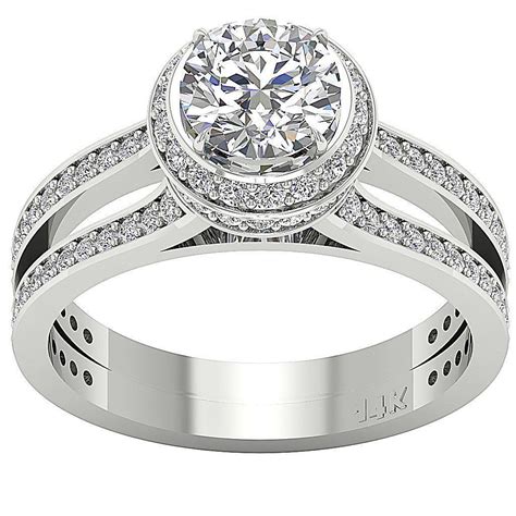 Split Shank Halo Solitaire Engagement Ring I1 H 2 35ct Genuine Diamond