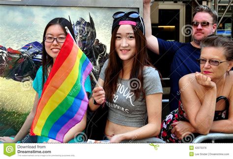 nyc 2014 gay pride parade spectators editorial photo image of
