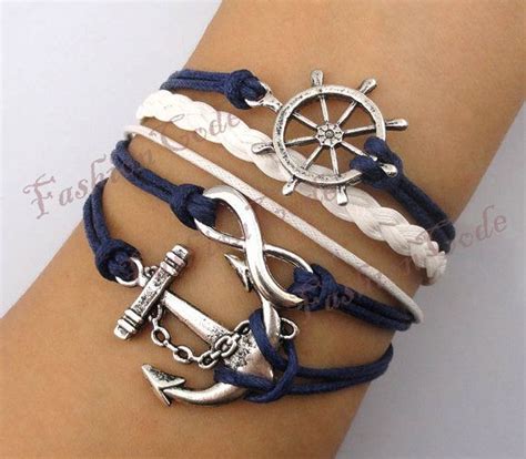 infinity anchor and rudder bracelet antique silver