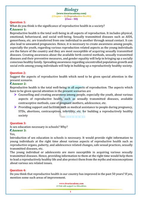 ncert solutions for class 12 biology chapter 4