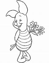 Piglet Coloring Pages Winnie Pooh Flower Cute Flowers Color Print Kids Holding Printable Popular Library Clipart Laughing Hm Animated Rocks sketch template