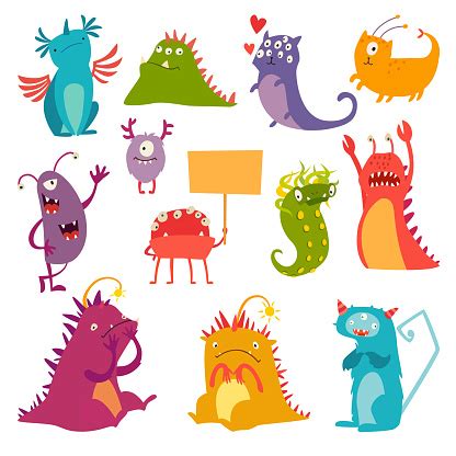 monsters vector set kids cartoon toy colorful cute monster stock