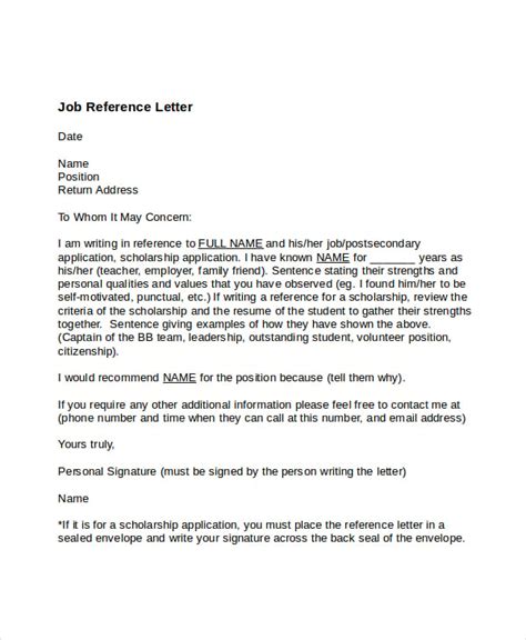 job reference letter templates sample  format