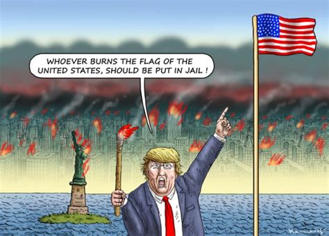 Cartoons Donald Trump And Burning The American Flag