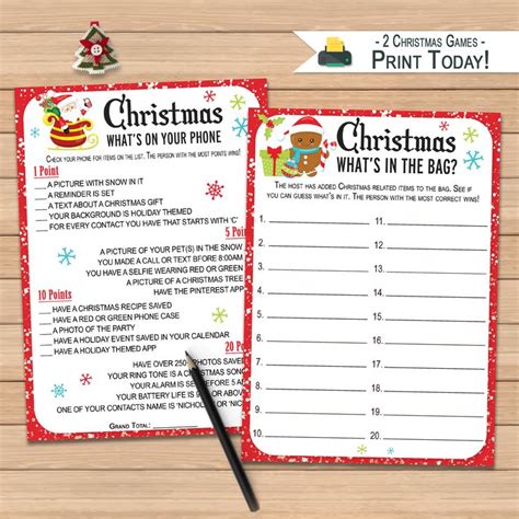 christmas party games whats   phone whats etsy printable