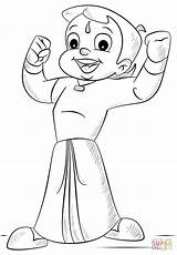 Bheem Chhota Coloring Pages Drawing Cartoon Supercoloring Kids Book Printable Drawings Super Easy Dot Draw Color sketch template
