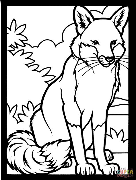 stained glass red fox coloring page  printable coloring pages