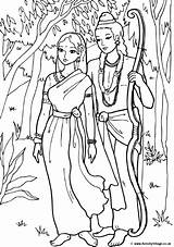 Sita Rama Colouring Coloring Pages Diwali Story Bollywood Indian India Drawing Party Saree Activityvillage Ram Princess Outline Ravana Kids Printable sketch template