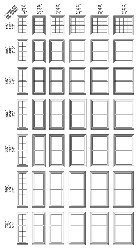 andersen window sizes chart