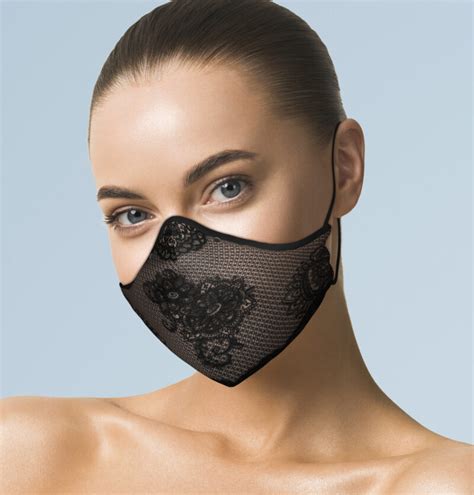 designer face mask black lace floral print