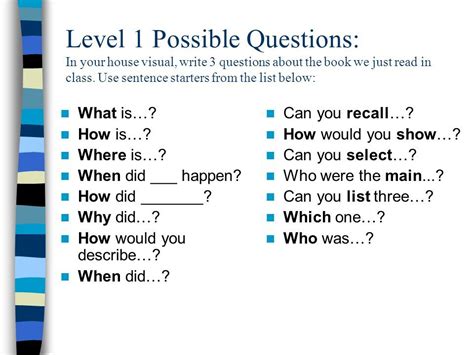 learning target   identify  write level    questions