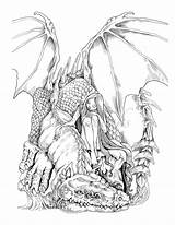 Drachen Bestien Malvorlagen Frauen Entspannende Mandala Feen Coloriage Beasts Drus Smaug Relieving Demon Hobbit sketch template