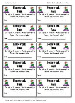 homework pass template editable school ideas pinterest homework