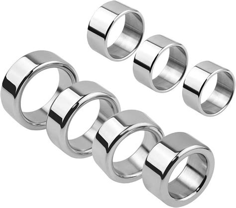 7 size small stainless steel metal penis lock cock ring set male