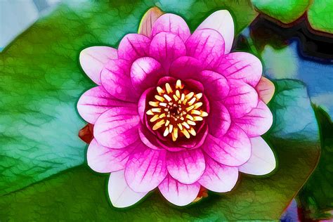 Beautiful Pink Lotus Flower 1 Painting By Jeelan Clark