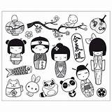 Kokeshi Coloriage Coloring Imprimer Doll Dolls Japanese Dibujos Japoneses Drawing Visit Logo Party Etc sketch template