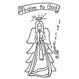 Angel Coloring God Pages Praising Printable Cheerful Angels Heart Color sketch template