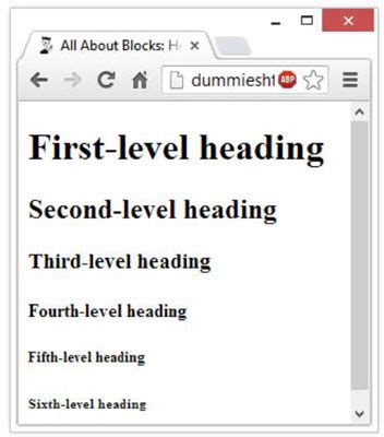 examples   level headinh  section headings  internal