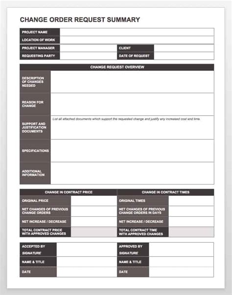 complete collection   change order forms smartsheet