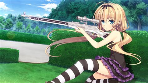 blonde hair blue eyes dress effordom soft game cg gun