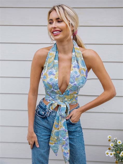 Style Boho Pattern Type Floral All Over Print Neckline Deep V Neck