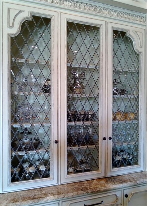 Beveled Diamonds Leaded Glass Panel Glass Cabinet Doors Leaded Glass