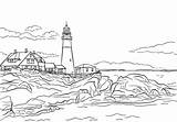 Lighthouse Colouring Maine Printable Coastal Lighthouses Mer Paisaje Faro Webstockreview Supercoloring sketch template