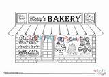 Bakery Colouring Pages Village Activity Explore sketch template