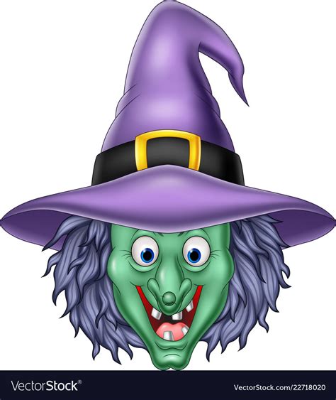 cartoon witch head isolated  white background vector image