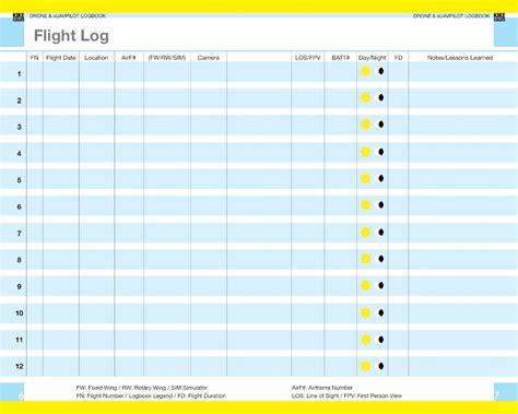drone logbook template printable templates