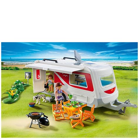 playmobil camping family caravan  toys zavvi uk