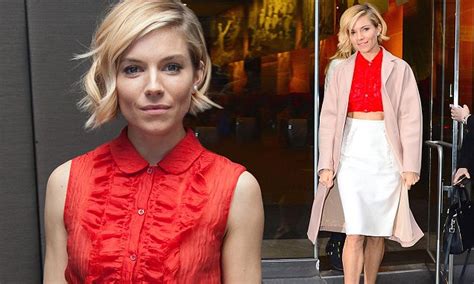 sienna miller is a fashion hit in ab flashing red crop top daily mail