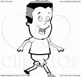 Walking Man Cartoon Clipart Happy Coloring Outlined Vector Cory Thoman Royalty sketch template