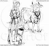 Milk Clipart Vintage Maid Cow Milkmaid Retro Illustration Vector Royalty Prawny Clipground sketch template