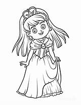 Princess Coloring Pages Cute Necklace Kids Holding Dress sketch template
