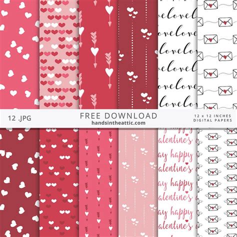 digital scrapbook papers hearts love valentines day hands