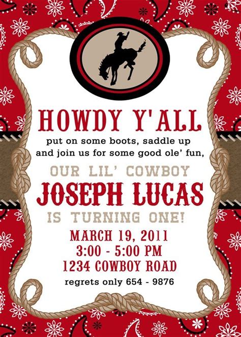 printable cowboy birthday invitations  hundreds