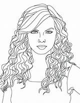 Coloring Pages Swift Taylor Hair Girl Curly Hairstyle Country Portrait Printable Singer Easy Drawing Coloring4free Color Red Kids Colorings Sheets sketch template