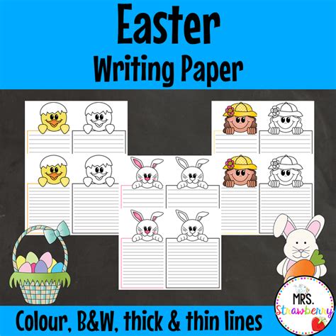 easter writing paper  strawberry easter themed paper
