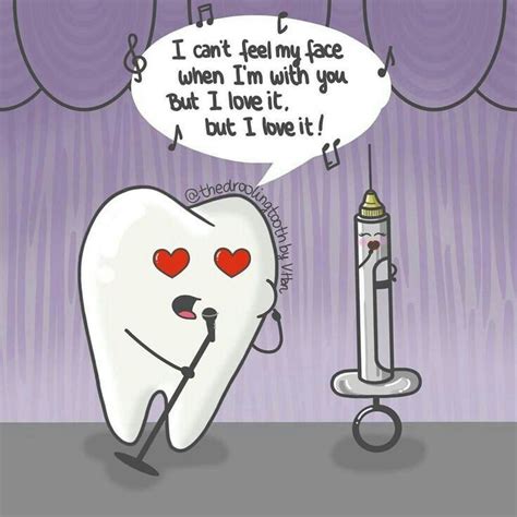 a cartoon tooth with hearts on it and a message bubble above it that