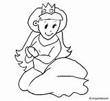 Seated Princess Coloring Coloringcrew sketch template