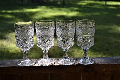 Vintage Wexford Water Goblet Set Of 4 Clear Glass Retro Etsy Retro
