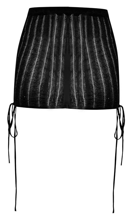 black sheer knit lace up skirt knitwear prettylittlething uae