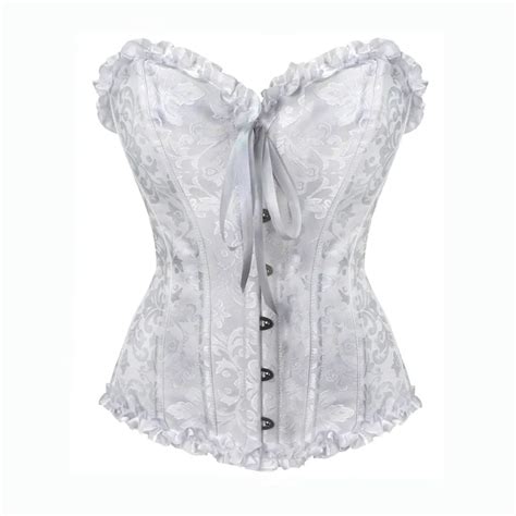 buy white jacquard steel boned bridal corset waist