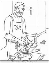 Frying Priest Quaresma Lent Thecatholickid Fries Fridays Colorironline sketch template