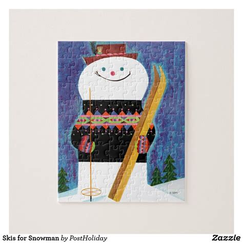 skis  snowman jigsaw puzzle zazzlecom jigsaw puzzles snowman