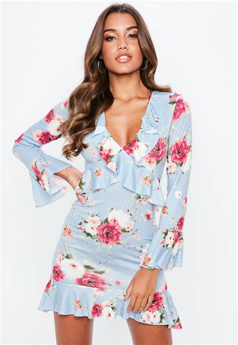 lilac floral print jersey long sleeve tea dress spring outfits dresses casual long sleeve