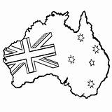 Australia Coloring Map Australian Flag Drawing Pages Line Draw Book Drawings Printable Kids Decoration Color Sydney Print Colouring Books Clipart sketch template