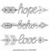 Boho Coloring Pages Adult Bohemian Feathers Hope Arrows Signs Tattoo Style Patterned Shutterstock Vector Therapy Print Doodle Search Illustration Bohochic sketch template