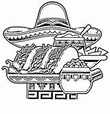 Fiesta Coloring Pages Printable Getcolorings Mexican Food Color sketch template